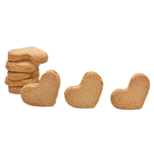 Wheateless Hearts dog treats stacked